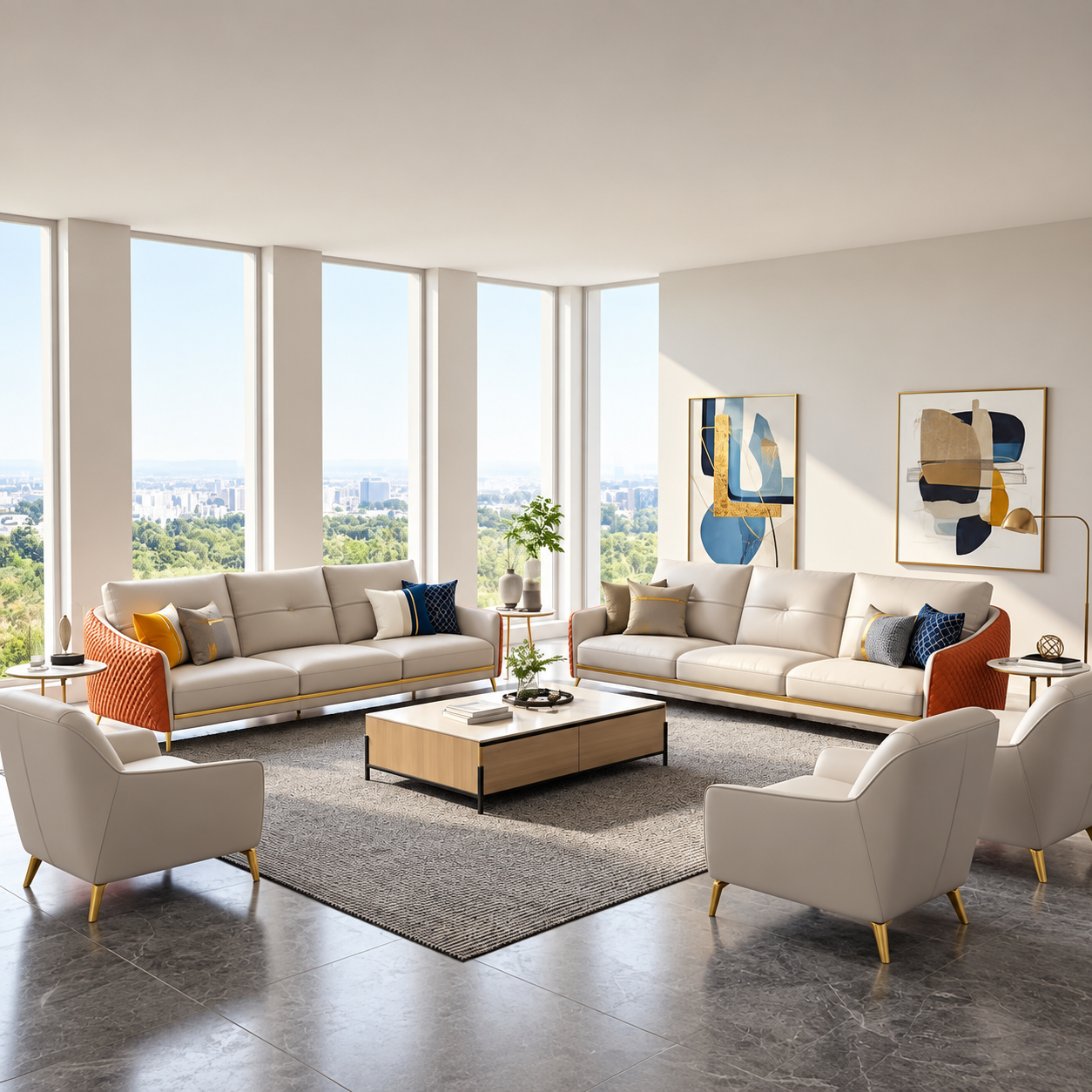 Leela Golden Accent Corner Sofa image 1